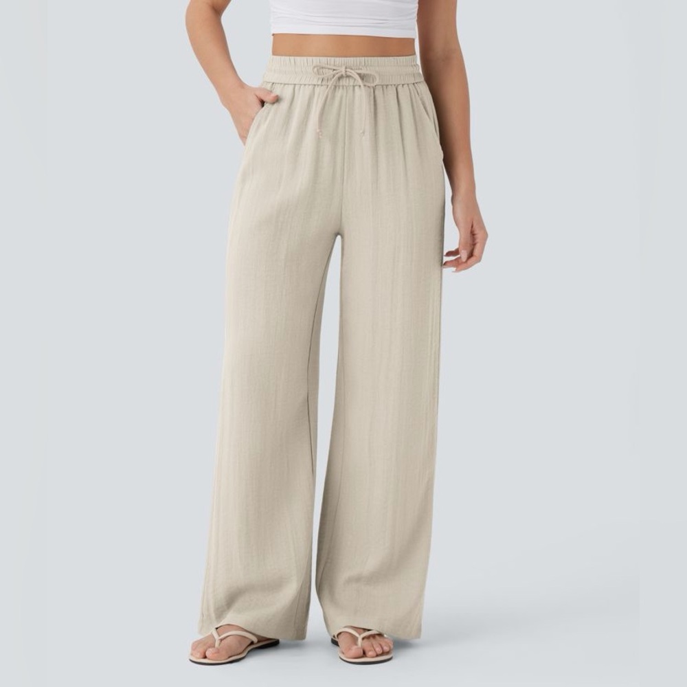 HALARA Beige Wide-Leg Pants